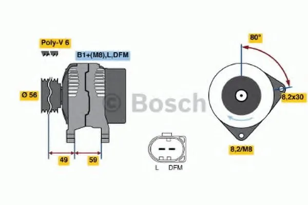 BOSCH 0124325016 12V 90A alternator for AUDI A2, SKODA FABIA, SKODA FABIA Combi